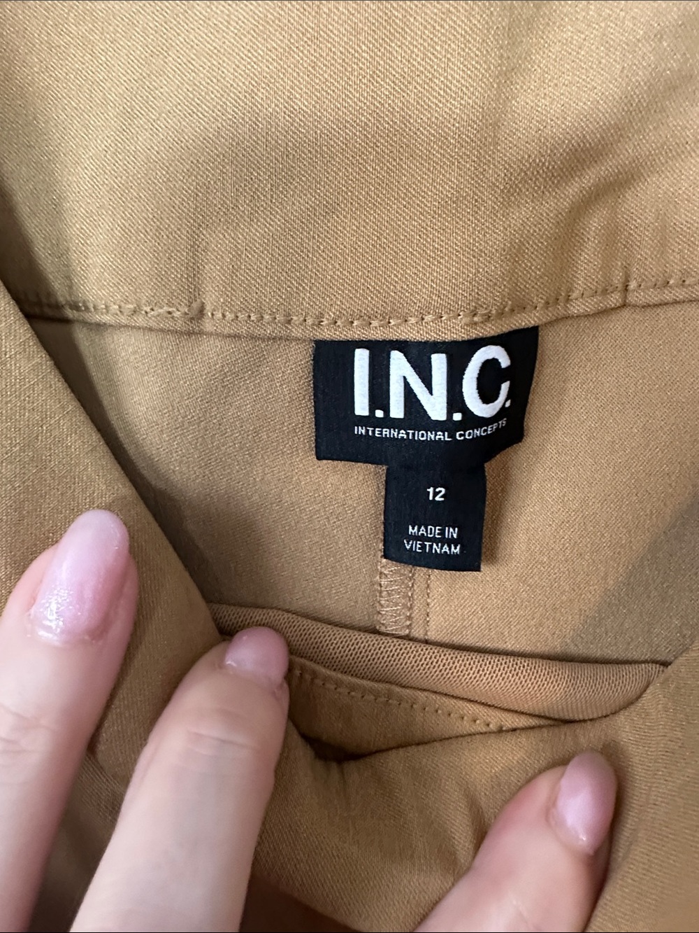 INC Women's Stretch Pull-On Shorts in Camel - Picture 2 of 5